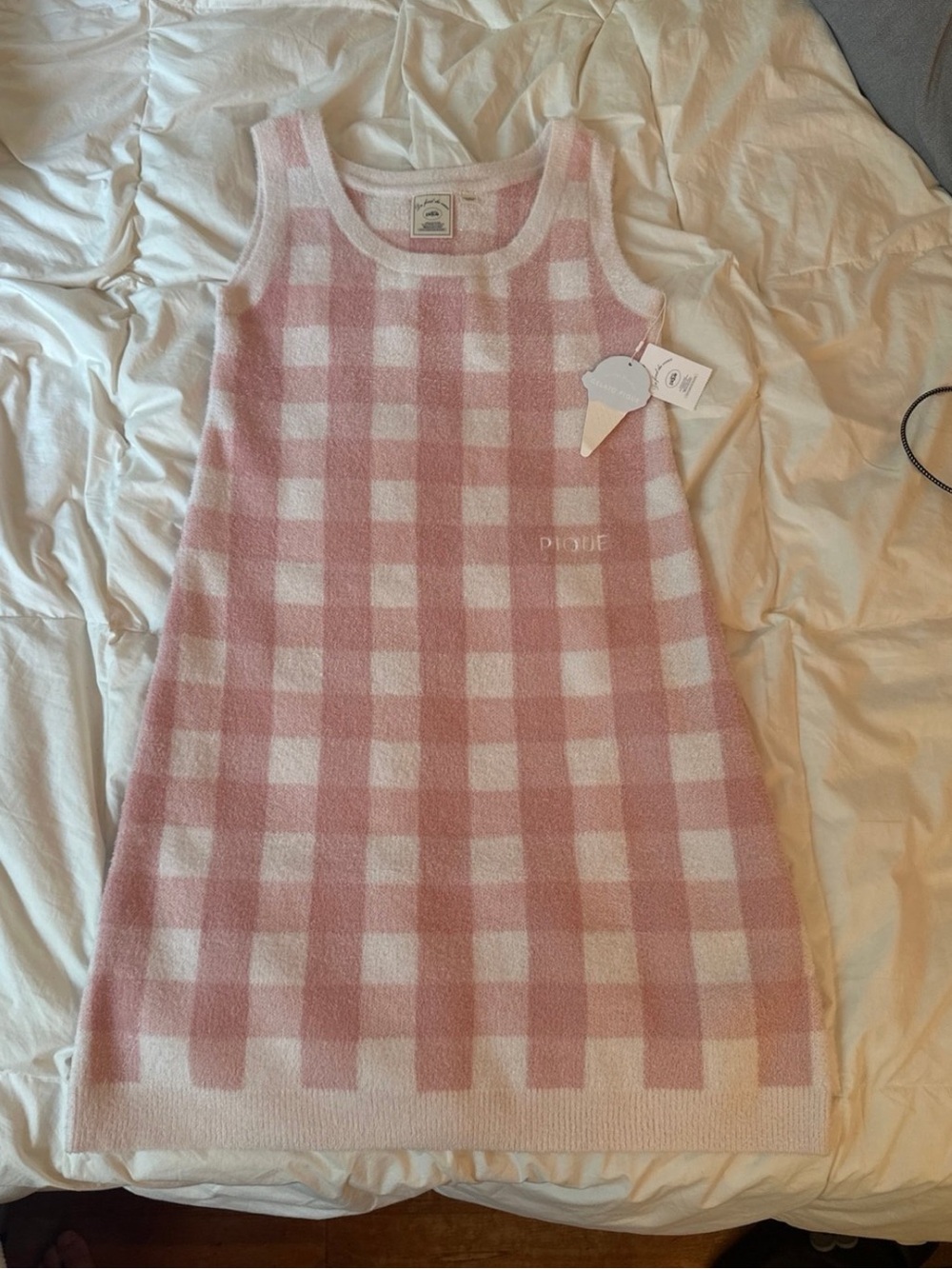 GELATO PIQUE CHECKERED JACQUARD DRESS peach Pink White Plaid Sleeveless Dress